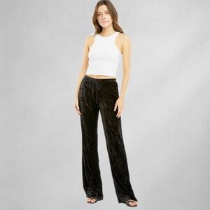 Lucky Brand Women's Wide-Leg Velvet Trousers Dark Size L Casual Pants